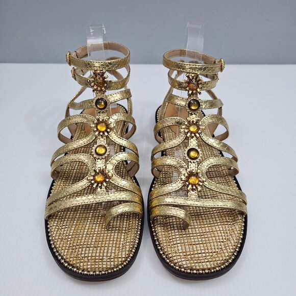 Sam Edelman Tianna Gladiator Sandal Womens 8 Gold Embellished Ankle Strap NEW - Picture 5 of 15